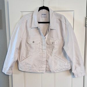White Denim Cropped Jacket, Old Navy, size 2X. Never worn, no tags.